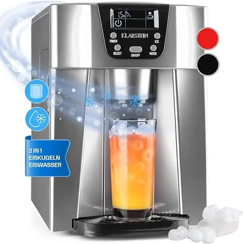 Klarstein Maquina de Hielo para Casa, 2L, Ice Maker Encimera 12 kg, Maquina para Hacer Cubitos de Hielo Grandes Casa con Panel Táctil y Sistema Auto Limpieza, Función Extra Rápida