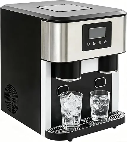 Máquina para Hacer Cubitos de Hielo Pequeña 3 en 1, Maquina de Hielo Doméstica con Hielo Picado, Hielo en Bala y Agua Fría, Autolimpiante, Máquina de Hielo de Mesa para el Hogar, Oficina