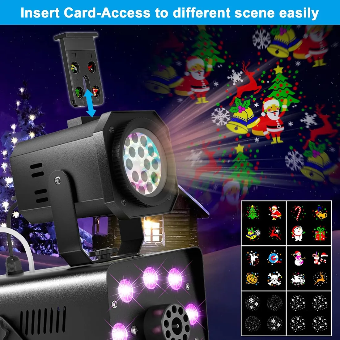 Maquina de Niebla, Maquina de Humo HAKUTA con Proyector de Luces LED e Iluminación de 13 Colores con Efecto de Humo, 500W y 2300CFM con Estanque de Liquido para Niebla de 300ml foto 2