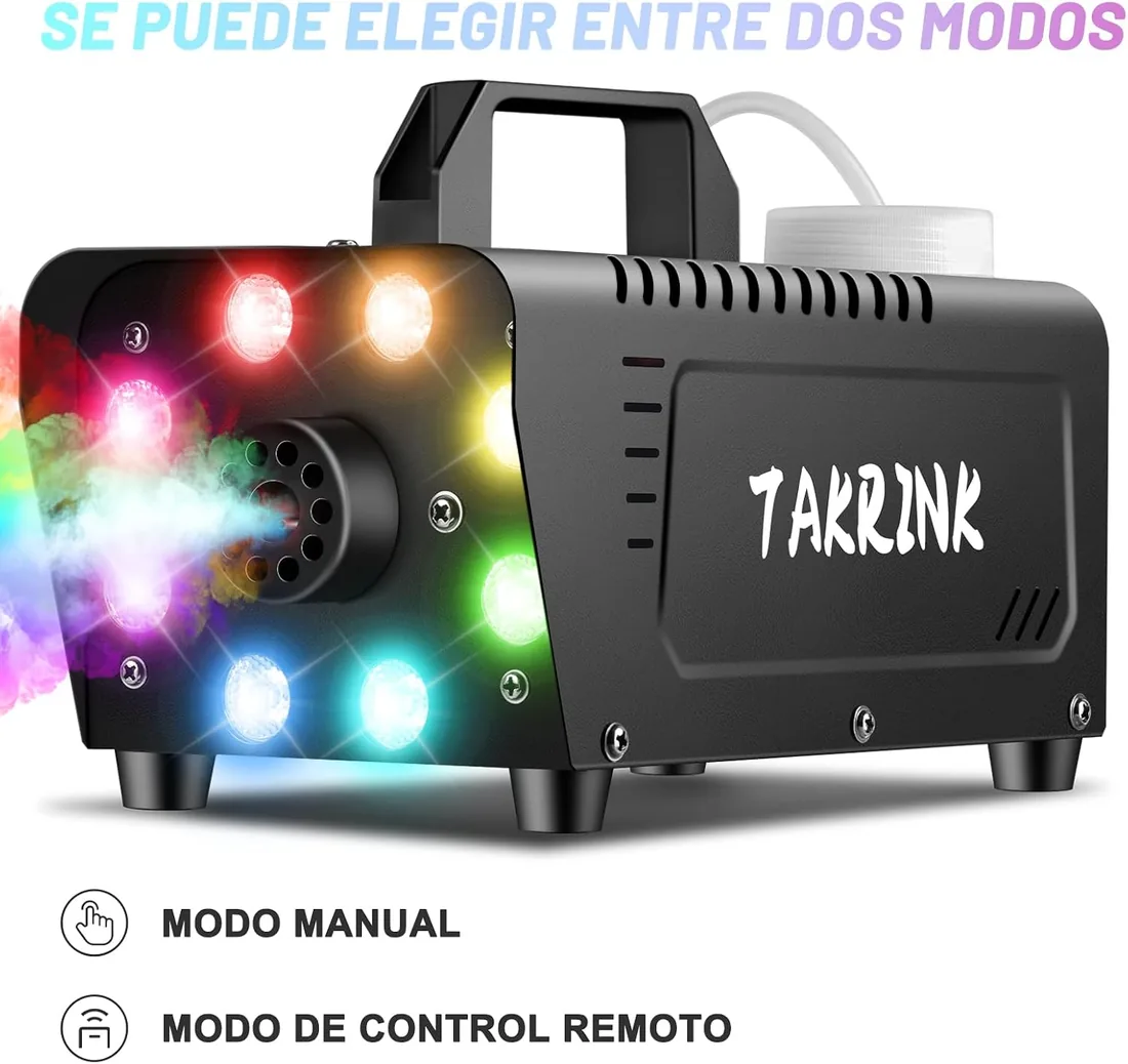 TAKRINK Máquina de Humo 900W Automática, 8 LED RGB, Mando Inalámbrico | 16 Colores y 4 Modos de Luz, Depósito de 300 ml, Niebla Automática, para Fiestas, Bodas, DJ, Halloween y Escenario foto 3