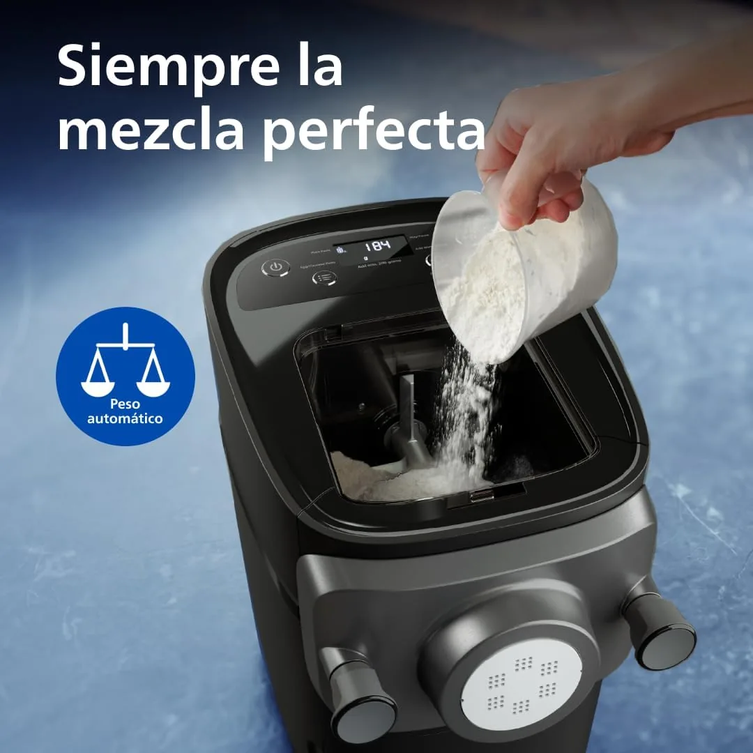 Philips 7000 Máquina para Hacer Pasta Fresca, ProExtrude, 8 Discos, Negro | Máquina para pasta fresca con pesaje automático, tecno. ProExtrude, completamente automática, 8 discos para pasta (HR2665/93) foto 3