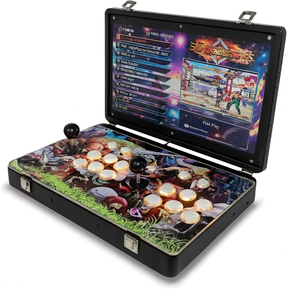 Arcade portatil con Monitor de 17 Pulgadas , 6 Botones Arcade por Jugador, Incluye Bateria para Juego portatil sin Cables, Consola Ideal para Viaje, Preparado para encender y Jugar foto 2