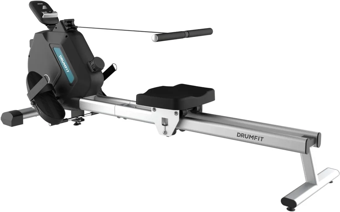 Cecotec Máquina de remo DrumFit Rower, Resistencia Magnética, 10 Niveles, Volante de Inercia, Deslizamiento Silencioso, Display LCD, Diseño compacto y Ruedas