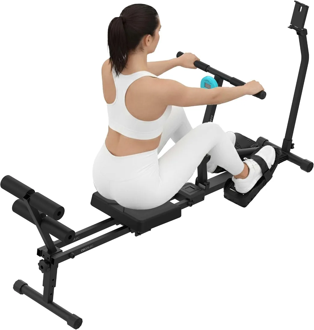 Cecotec Máquina de Remo Hidráulica Drumfit Rower CompactROW. 12 Niveles de Resistencia, Peso hasta 110kg, Fortalece Brazos, Espalda y Mejora la Resistencia Cardiovascular foto 3