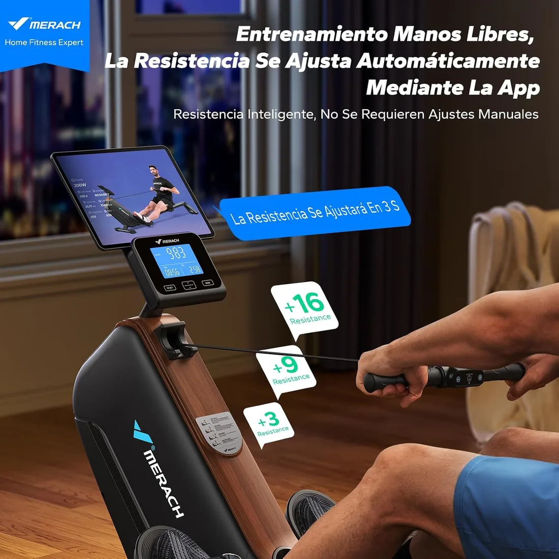 MERACH Máquina de Remo para Casa, Magnética Silenciosa con App Exclusiva, Rieles Guía Mejorados y Extendidos Que Brindan Mayor Libertad de Movimiento, la Mejor Opción para Fitness en Casa foto 2