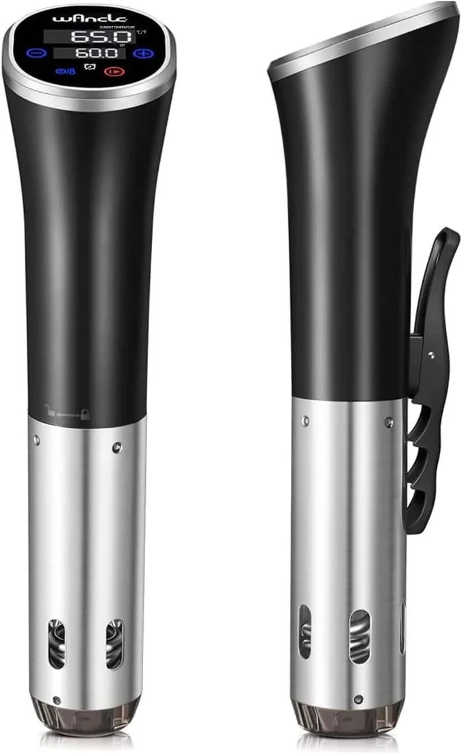Sous Vide, Wancle Roner Cocina Baja Temperatura 1100W Inmersión a Prueba de Agua IPX7 Circuladores Con función de reserva, fácil de almacenar