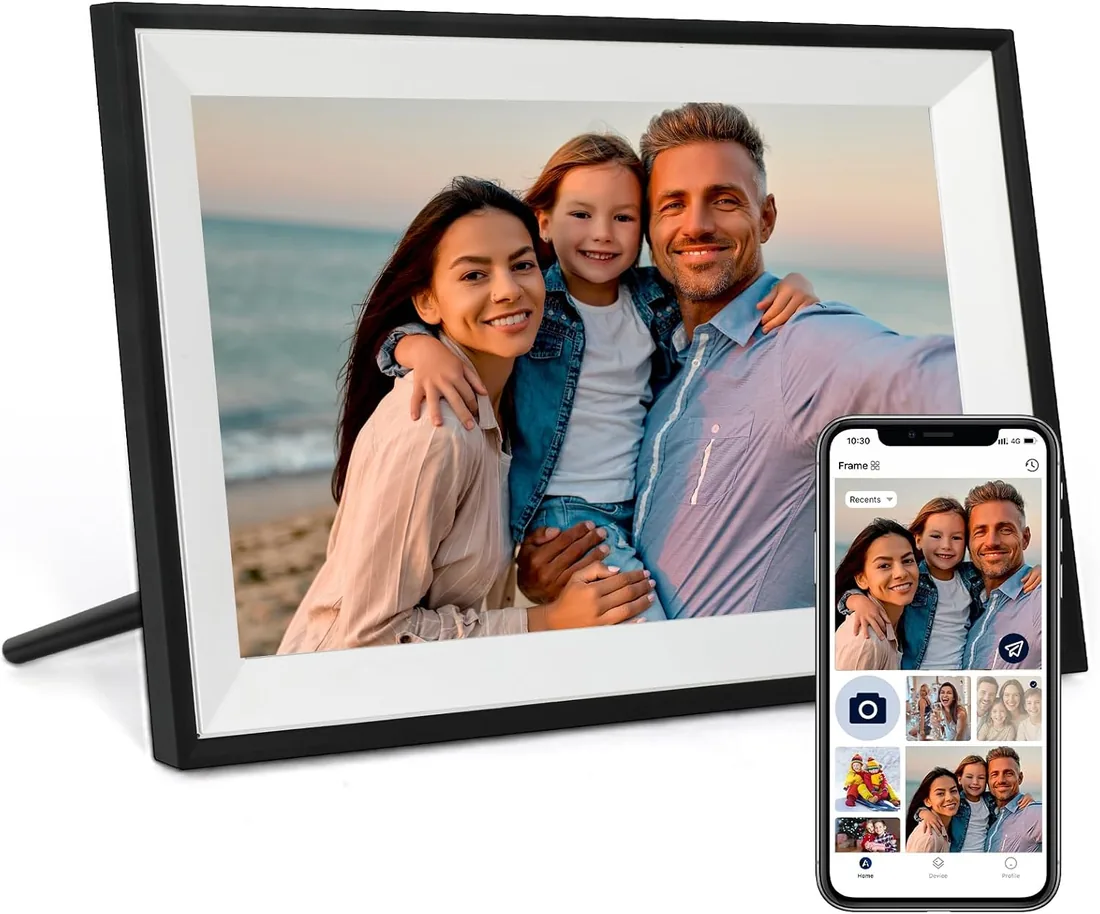 Humblestead Marco de Fotos Digital WiFi de 10,1 Pulgadas 32 GB, rotación automática, Pantalla táctil Inteligente, configuración remota sin Esfuerzo a través de la aplicación AiMOR, Negro