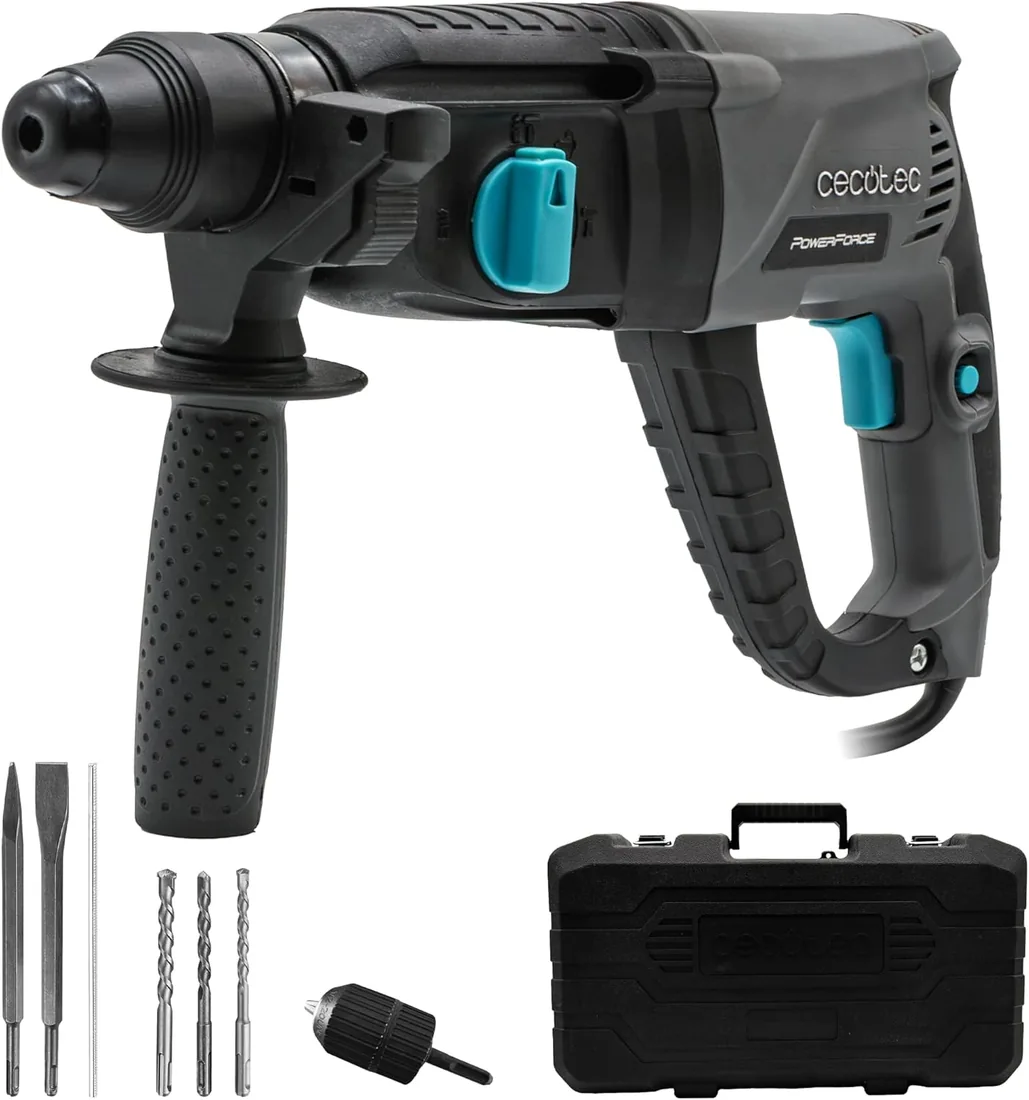 Cecotec Martillo Percutor SDS PowerForce 4000 Atomic. 800W, Energía de Impacto 3J, Función 3in1, Adaptador para Brocas Convencionales, Incluye Brocas y Cinceles, Cable de 3m, Maletín de Transporte foto 3