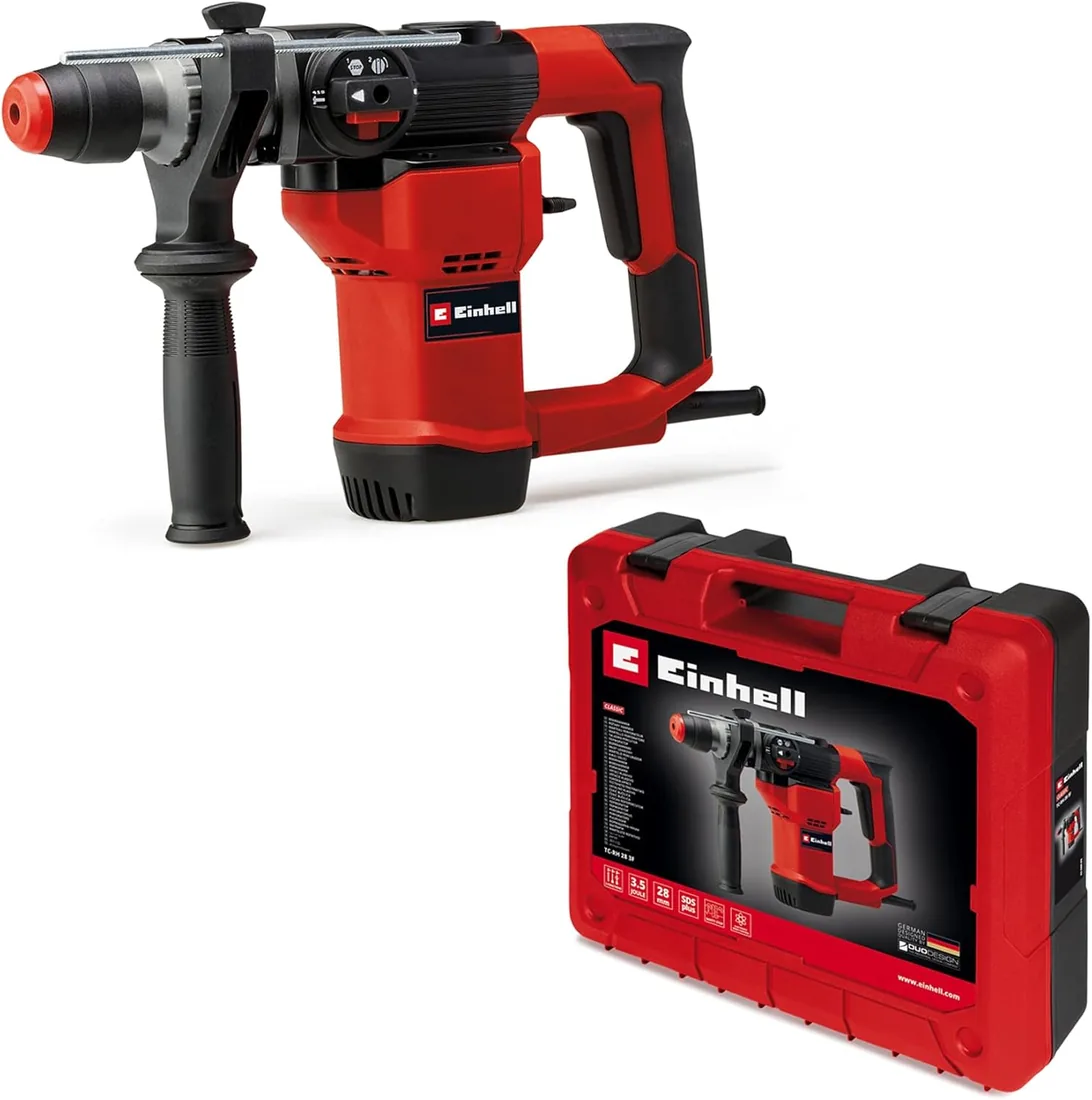 Einhell Martillo perforador TC-RH 28 3F (950 W, 3,5 J, mecanismo percutor neumático, SDS-plus, tope de profundidad, perforación/perforación con percusión/cincelado con fijación, incl. maletín)