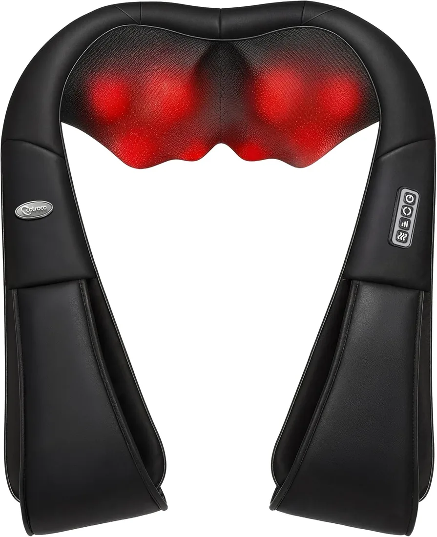 Cotsoco Masajeador Cervical y Espalda con Calor Relajante,Cuero PU | Shiatsu Eléctrico Maseajor de Cuello y Hombros , 3D Masaje de Amasamiento Giratorio,Regalos Originales Mujer/Hombre