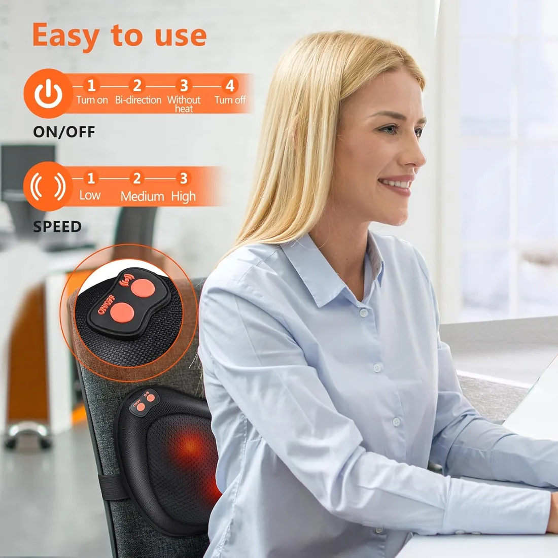 Masajeador Cervical y Cuello Shiatsu Almohada Masaje con Función de Calor e Rotación 3D Masaje de Calor para Relajación de Fatiga en Casa, Oficina foto 2