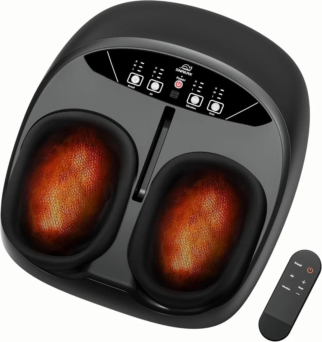 Snailax Masajeador de pies Shiatsu con función de calor y control remoto, masajeador eléctrico de pies con masaje profundo, masaje de rodillo, compresión y vibración, regalo para mujeres y hombres foto 2