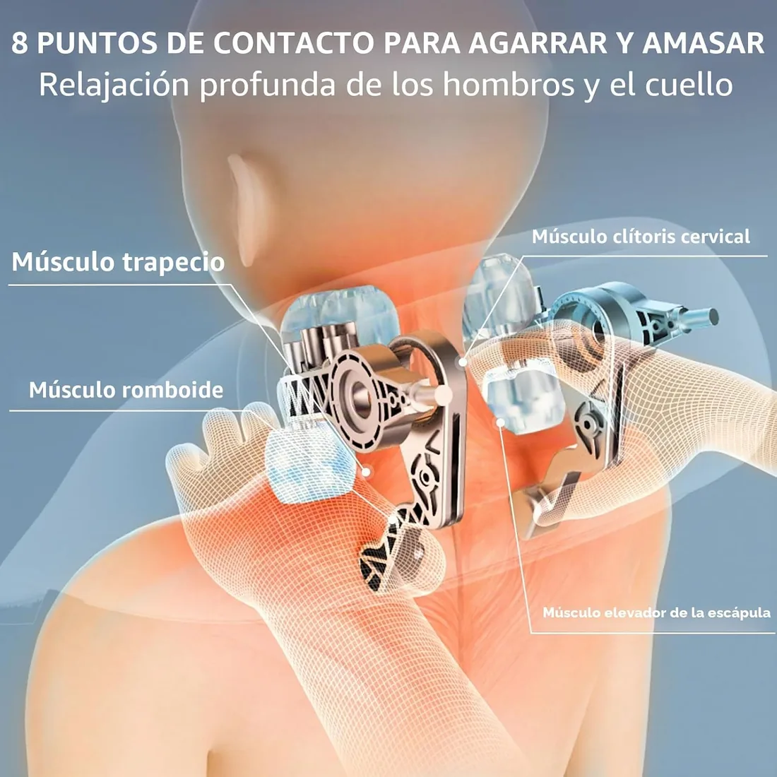 Healthrelif Shiatsu Masajeador cervical - Masajeador para Cuello, Hombros, Espalda y Piernas,con función de calor,Masajeador Portátil para Casa, Oficina o Viaje (Azul Oscuro) foto 2