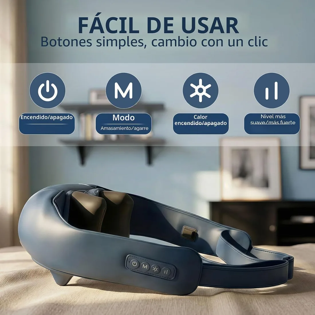 Healthrelif Shiatsu Masajeador cervical - Masajeador para Cuello, Hombros, Espalda y Piernas,con función de calor,Masajeador Portátil para Casa, Oficina o Viaje (Azul Oscuro) foto 3