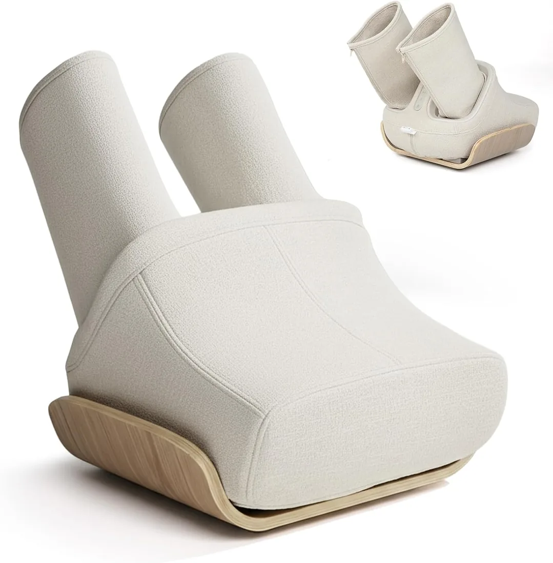 Shiatsu Masajeador de pies con función de calor, masaje de aire en las pantorrillas y rodillos, masajeador de piernas para uso doméstico, beige foto 3