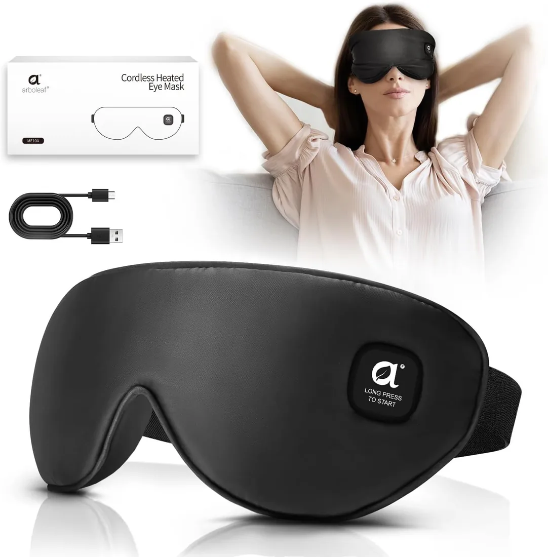 arboleaf Antifaz Calor Ojos – 3 Niveles de Calor | Antifaz Calor blefaritis y Ojos Secos, Recargable USB-C con Batería 1000mAh, Antifaz Dormir Bloqueo de Luz, Lavable Portátil foto 3
