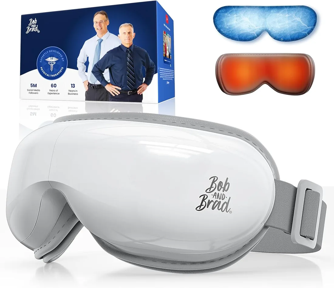 Bob and Brad EyeOasis 3 Masajeador de ojos con calor y frío, gafas presoterapia ocular con música y compresión, masajeador para migrañas, sequedad y fatiga