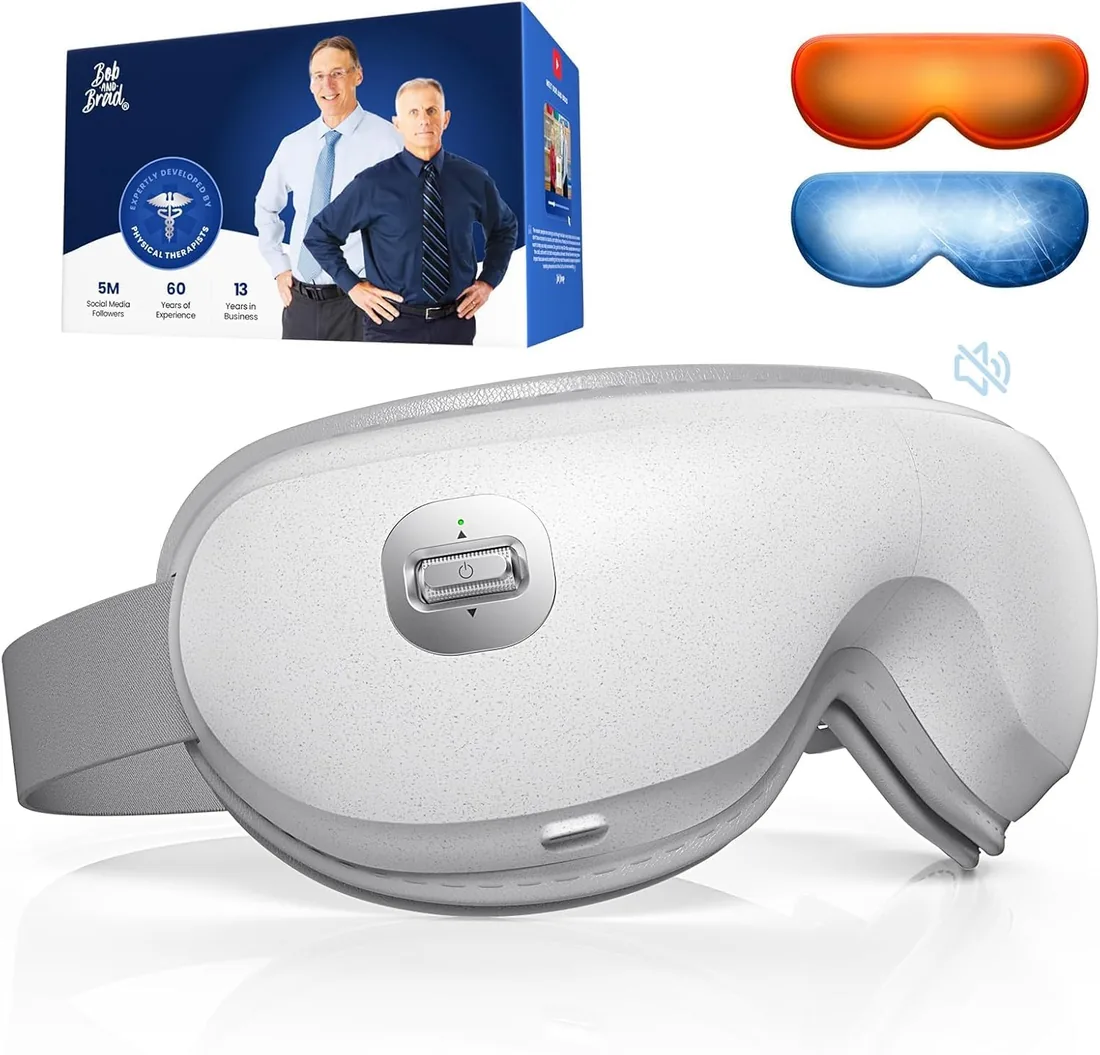 Bob and Brad Masajeador de Ojos Silencioso con Calor y Gel Frío, Zero Pro Máscara Térmica para Dormir, Masaje 3D para Fatiga Ocular y Migrañas, Regalos de Relajación para Mujeres y Hombres foto 3
