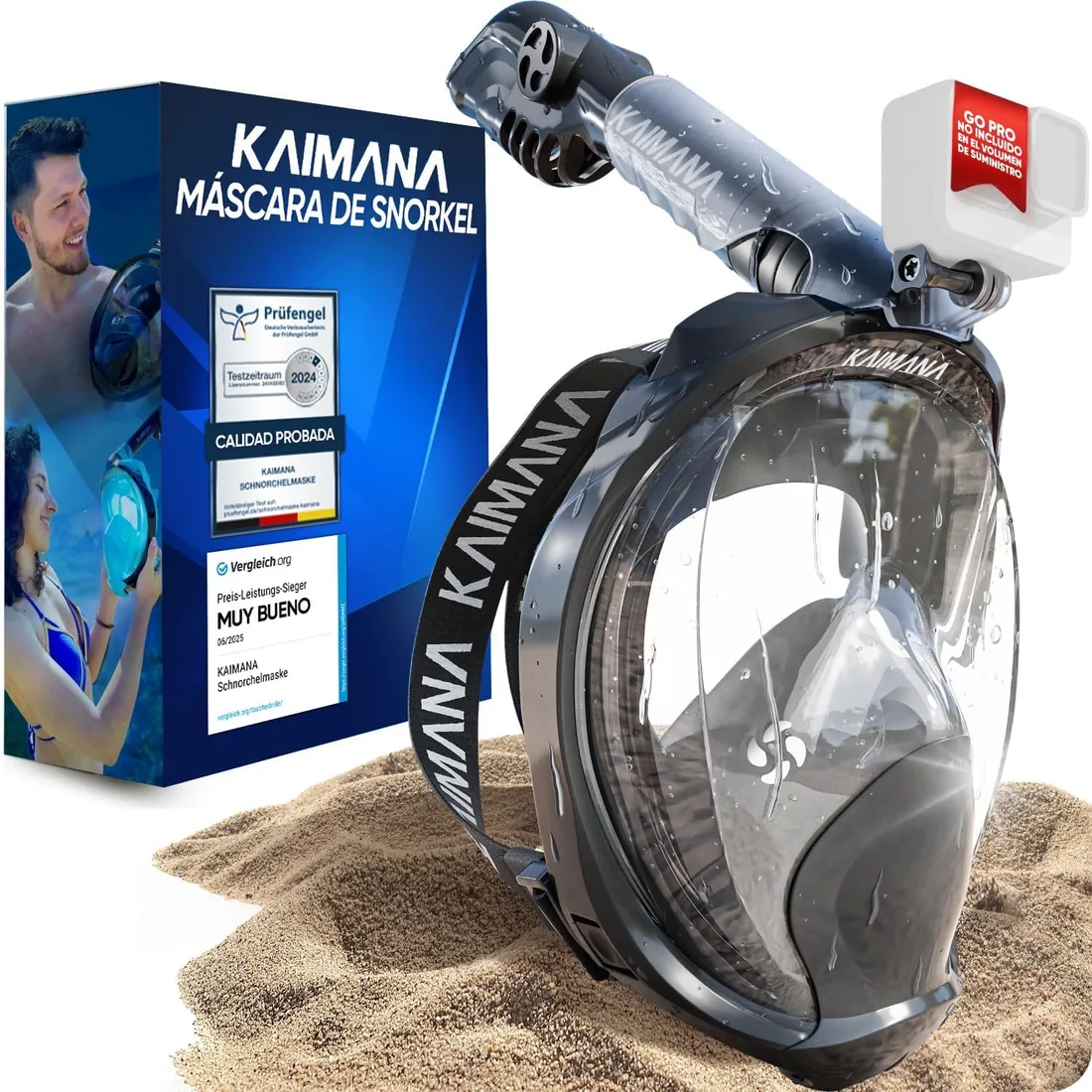 KAIMANA® Máscara Snorkel Niño Integral – Máscara Buceo Niño Full Face 4-10 Años con Sistema CO₂-Safe, Anti-Vaho y Anti-Filtraciones – Incluye Bolsa de Transporte