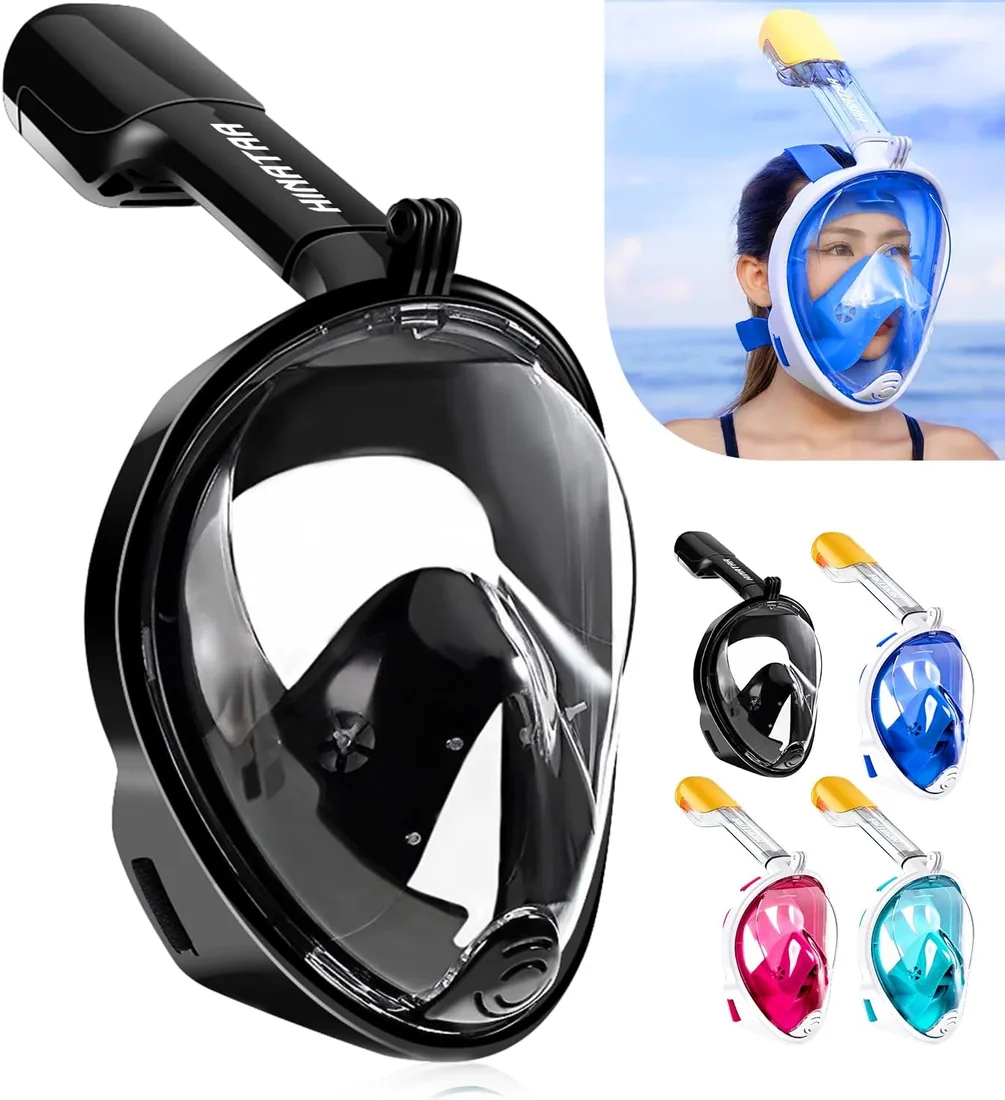 Máscara de Buceo, 180°Panorámica Máscara de Snorkel de Cara, Anti-vaho Anti-Fuga,con Tapones con Tapones para los oídos Impermeables, Easy Breathe para Adultos,Jóvenes,Niños foto 2