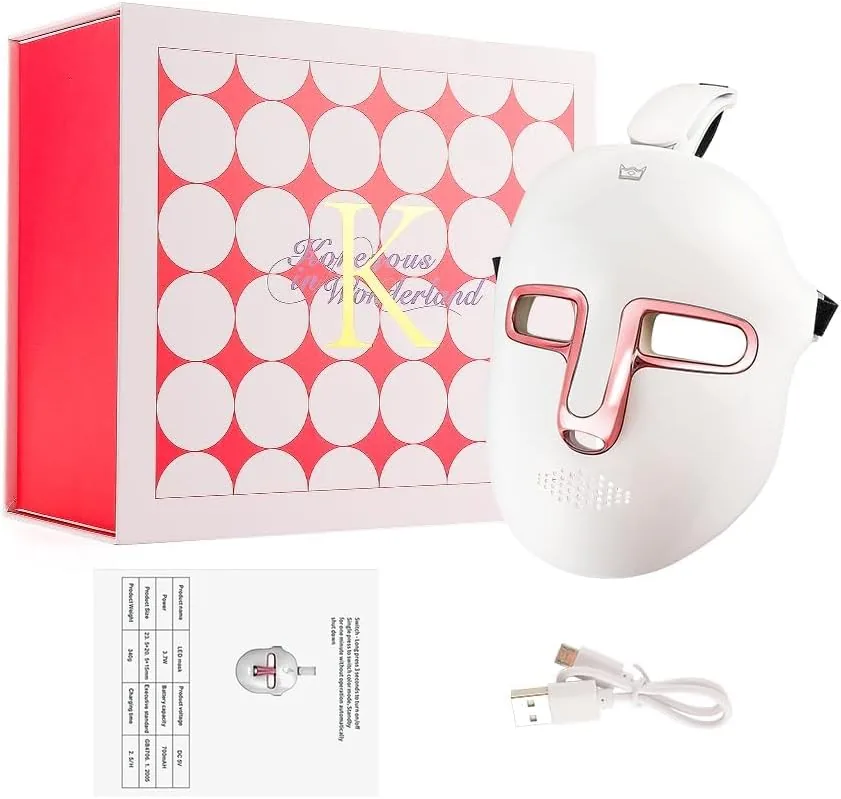 Máscara LED Facial de Belleza Inalámbrica, Máscara de Luz de 7 Colores | Batería recargable, Apagado automático, Cuidado diario de la piel sin esfuerzo, Antienvejecimiento, Arrugas, Manchas foto 2