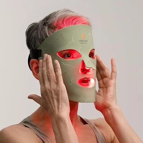 Máscara Facial LED de Terapia de Luz ODELYNE® Adara Lite, Máscara de Terapia de Luz con Infrarrojo Puro de 1072 nm y Luz Roja, Terapia de Luz Roja para Antiarrugas y Cuidado de la Piel, Se Dirige a