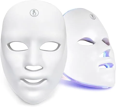 Máscara Facial Led, Máscara De Terapia De Fotón, Máscara Inalámbrica De 7 Colores Led, Máscara Facial De Rejuvenecimiento De La Pie (A)