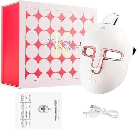 Máscara LED Facial de Belleza Inalámbrica, Máscara de Luz de 7 Colores | Batería recargable, Apagado automático, Cuidado d foto 3