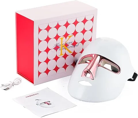 Máscara LED Facial Professional 7 Colores, Luz Roja Máscara Facial LED SPA | Mascarilla Led con Batería recargable, Apagad