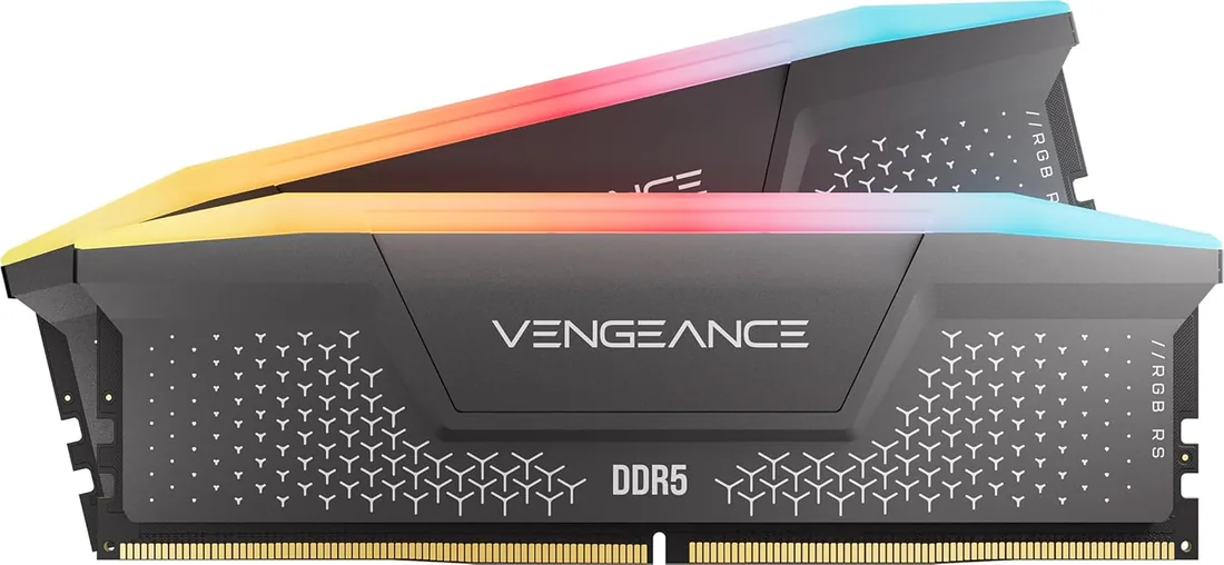 CORSAIR Vengeance RGB RS DDR5 16GB (2 x 8GB) hasta 6000MHz AMD Intel RAM | Memoria Gaming de Sobremesa, Compatible con AMD EXPO e Intel XMP 3.0, CL36, Gris, CMG16GX5M2E6000Z36