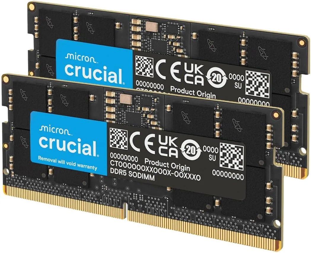 Crucial RAM DDR5 32GB Kit (2x16GB) 5600MHz SODIMM, Memoria para Ordenador Portátil/Laptop, Mini PC (o 5200MHz / 4800MHz) CL46 - CT2K16G56C46S5