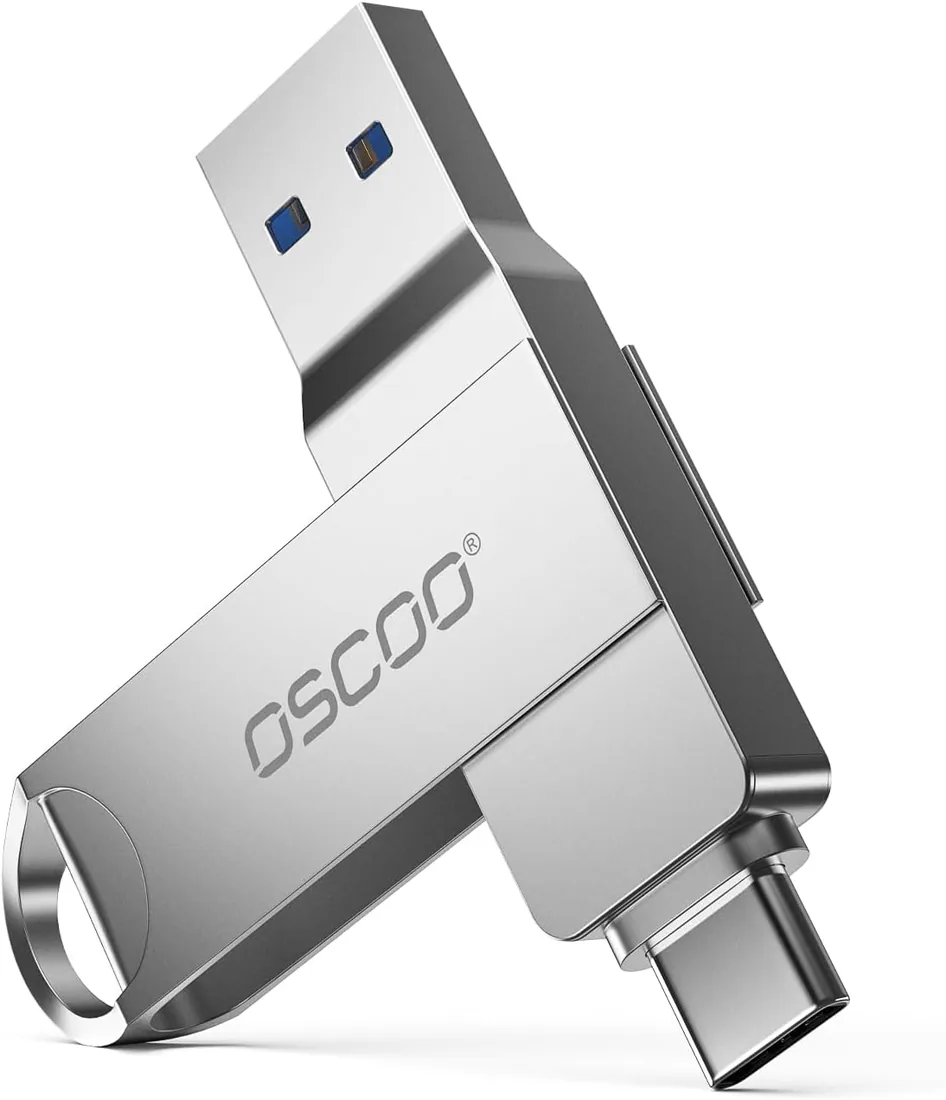 64GB USB 3.1 Gen1 Dual USB-C/A Pendrive | Memoria USB externa portátil con doble interfaz USB-C y USB-A, compatible con smartphones, portátiles y tabletas.