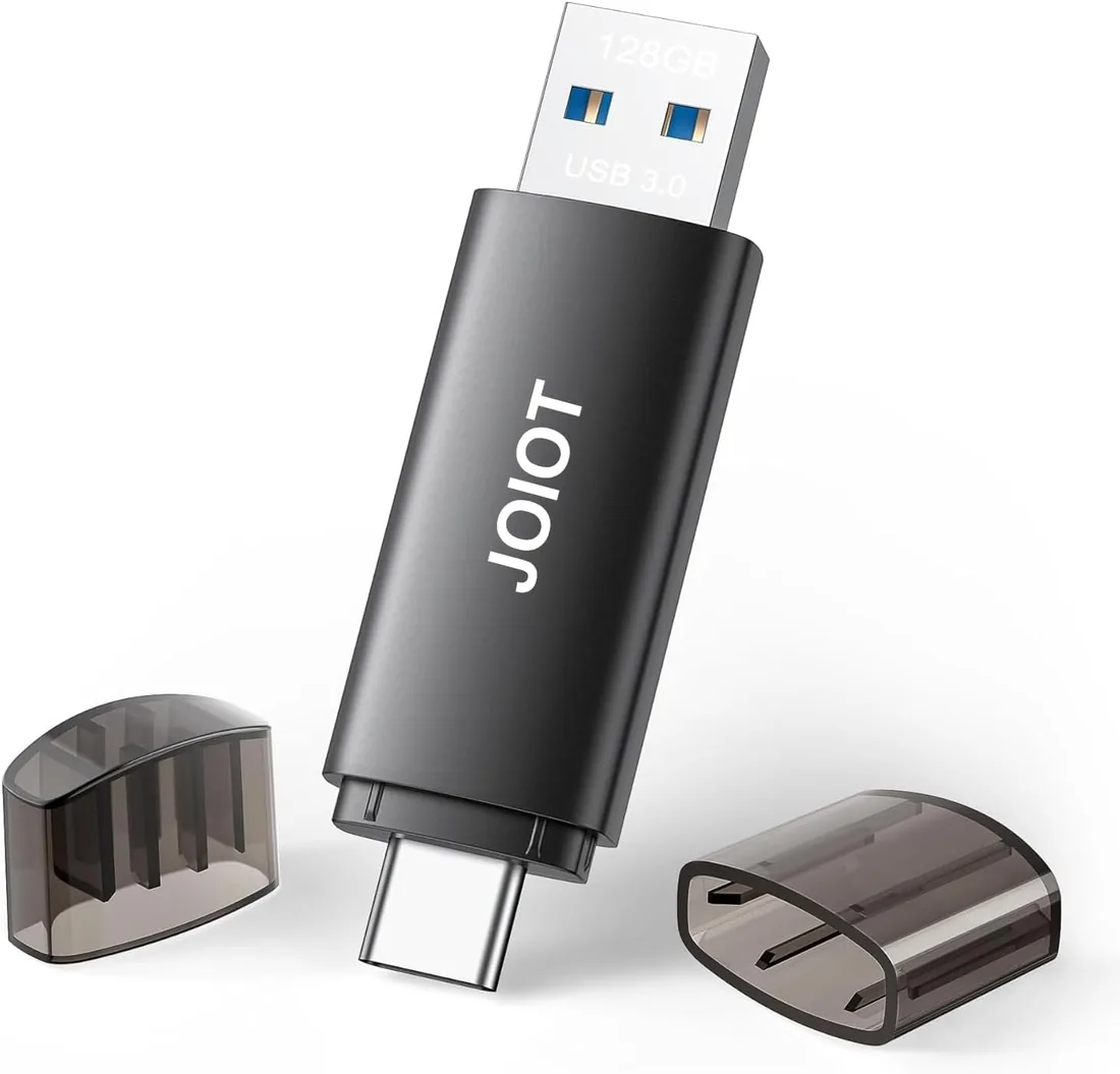 JOIOT 128GB Memoria USB 3.0 Pendrive 2 en 1 USB Tipo C y USB 3.0, Alta Velocidad Memoria USB 128 GB Compatible con PC/Ordenador/Teléfonos Inteligentes Pendrive OTG,Negro