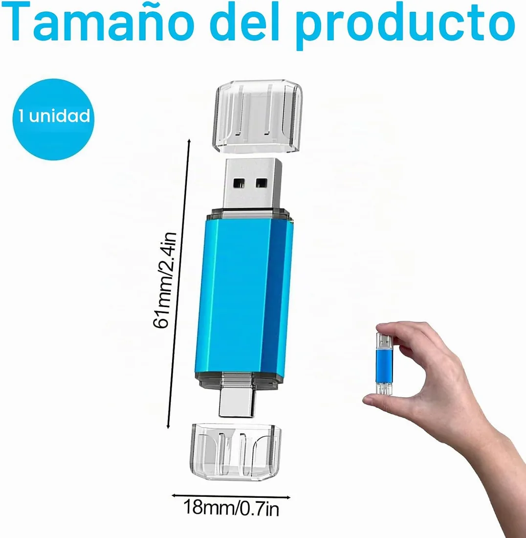 Memoria USB, Pendrive USB C, Memoria Externa, para Almacenar Fotos Y MúSica, para Teléfonos Móviles Y Computadoras foto 3