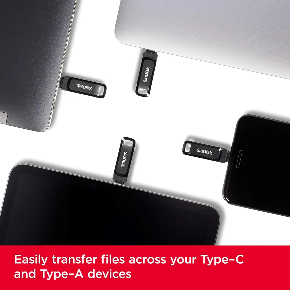 SANDISK Ultra Dual Drive Go, Memoria Flash 64 GB (con conectores USB Type-C y Type-A reversibles, para Android móviles, Tabletas, Macs y Ordenadores, hasta 300 MB/s) Negro foto 2