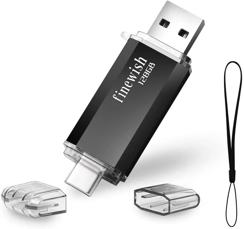 Tipo C Memoria USB 128gb, Pendrive USB C 128 GB 2 en 1 Tipo C Y USB 2.0 Memoria Flash 128gb para Smartphones Android, Windows, Android, Pc, Tabletas, Almacenamiento DE Datos Externo Etc (Negro)