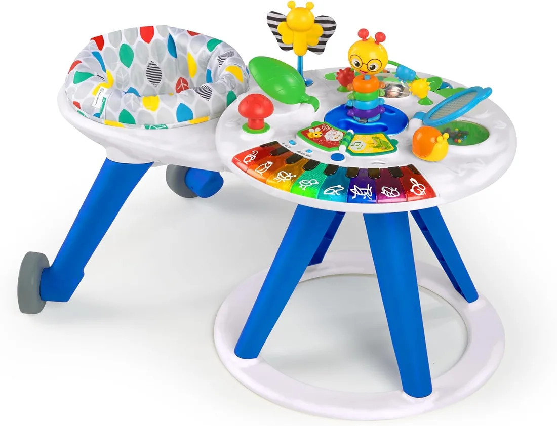 Baby Einstein, Centro y Mesa de Actividades Around We Grow, Andador Evolutivo, Estación de Juguetes Extraíble, Multilingüe, Asiento Gira 360°, Altura Ajustable, a partir de 6 meses