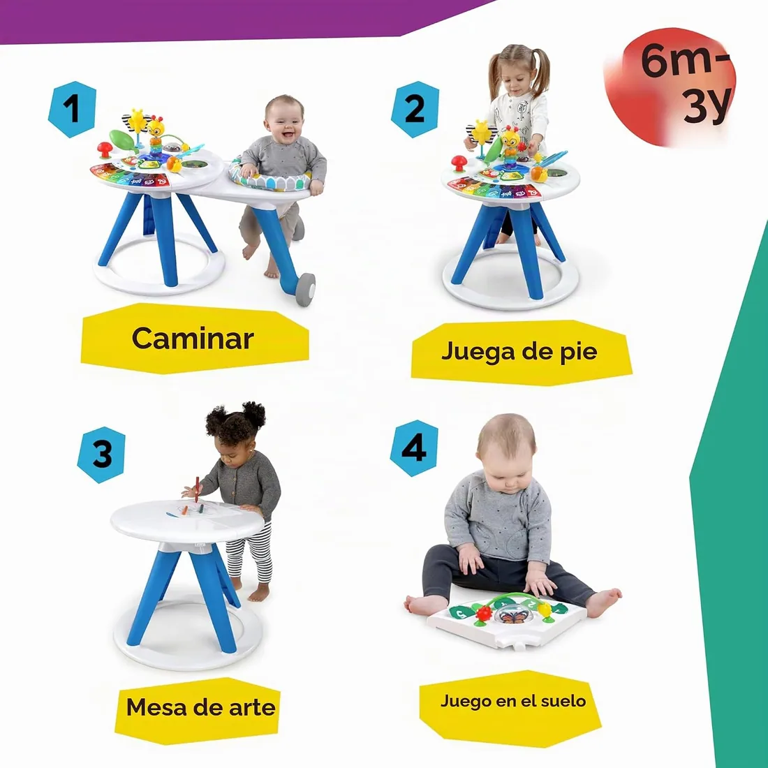 Baby Einstein, Centro y Mesa de Actividades Around We Grow, Andador Evolutivo, Estación de Juguetes Extraíble, Multilingüe, Asiento Gira 360°, Altura Ajustable, a partir de 6 meses foto 2