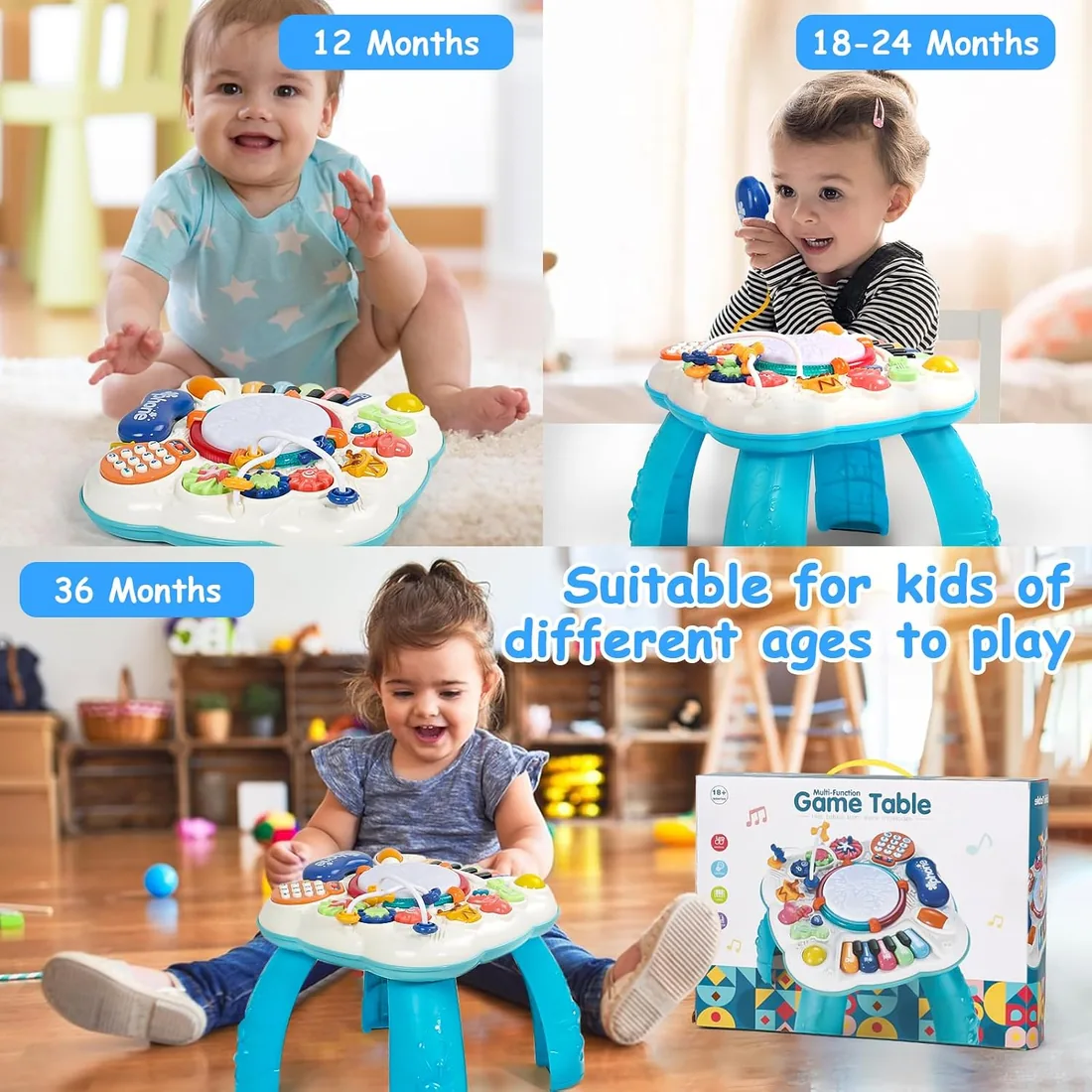 Juguetes Niños 1 Año, Mesa Actividades Bebe 1 Año, Juego Montessori 1+ | Mesa de Juegos Bebe Montessori con Sonido, Luces y Música, Juguete Educativo y Regalo para Bebe de 1-2 Años, Niño y Niña foto 3