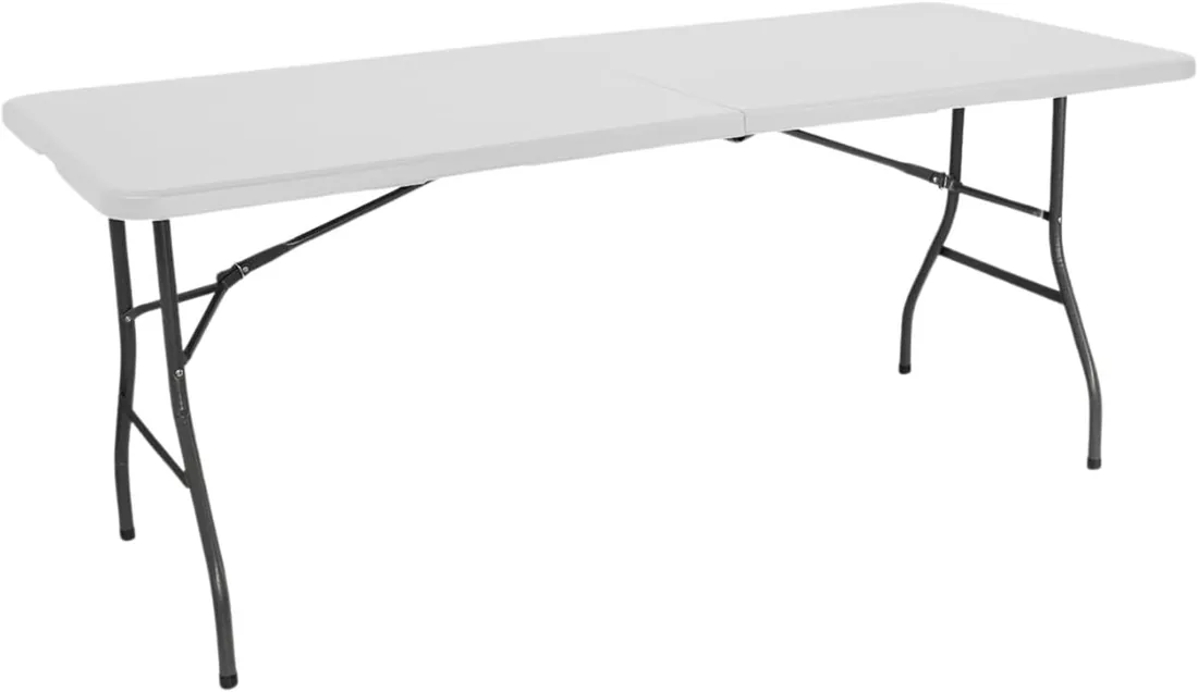 Mesa Catering Plegable Portátil Rectangular 180 cm Multiusos: Camping, Eventos en Espacios Exteriores o Interiores | Mesa Resina y Patas Acero | 4-6 Personas y Carga de 150kg foto 3