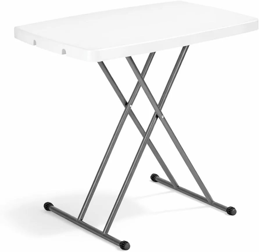 Mesa Plegable Ajustable en Altura 49-74 cm | Mesa Auxiliar Portátil 77x50 cm | Estructura de Acero Resistente 70 kg | Pies Antideslizantes | Mesa Camping Jardín Cocina Oficina Fácil Transporte