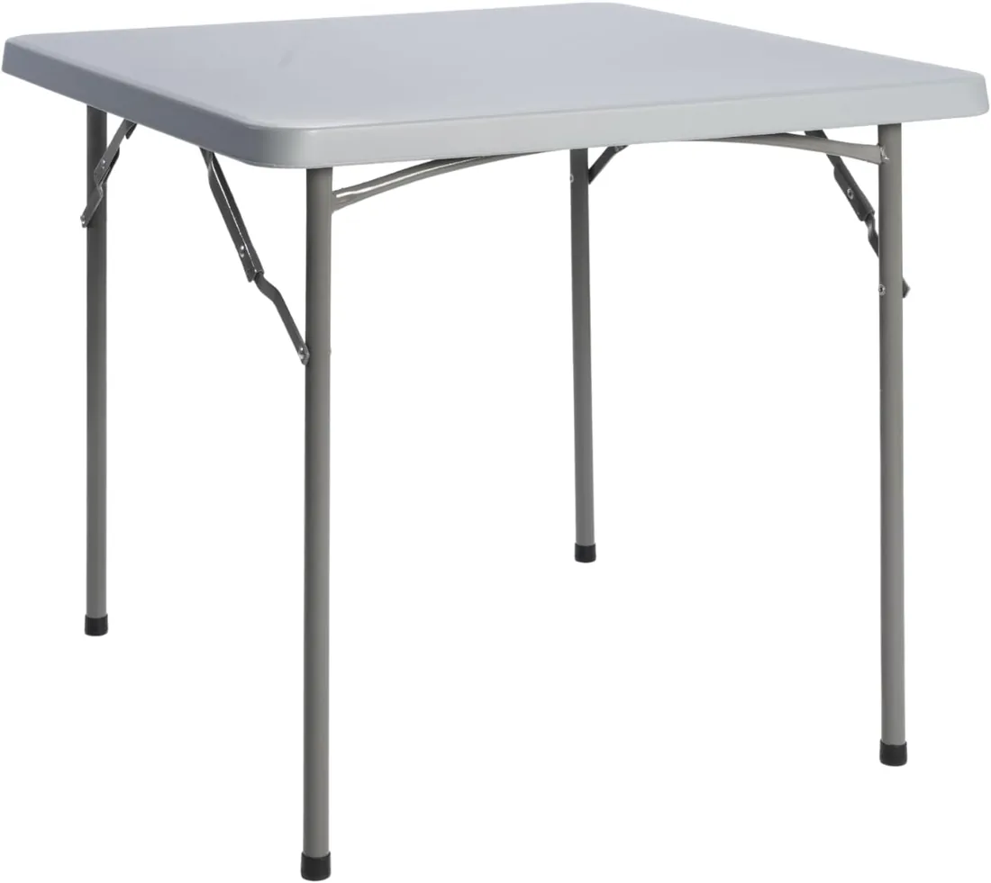 Mesa Plegable Cuadrada 87x87 cm de Exterior y Jardín | Mesa Portátil de PVC para Catering,Camping y Eventos | Mesa Auxiliar Abatible Fácil de Transportar para Comedor y Terraza foto 2