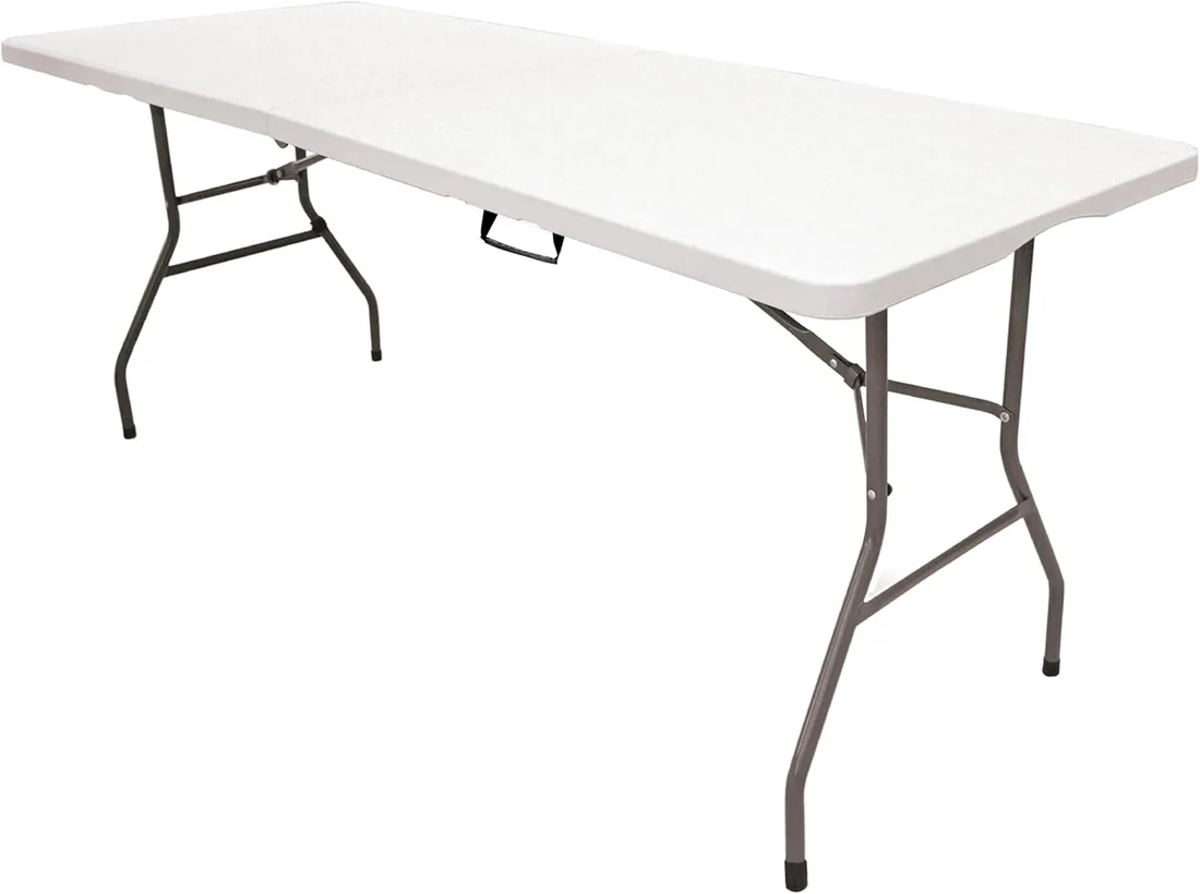 The Homeweeks Mesa Plegable Solid 180cm Portátil | Normativa Uso Público Interior/Exterior | Tablero Resina HDPE 3,5cm | Capacidad 6/8 Personas y Carga 150 kg | Multiuso foto 3
