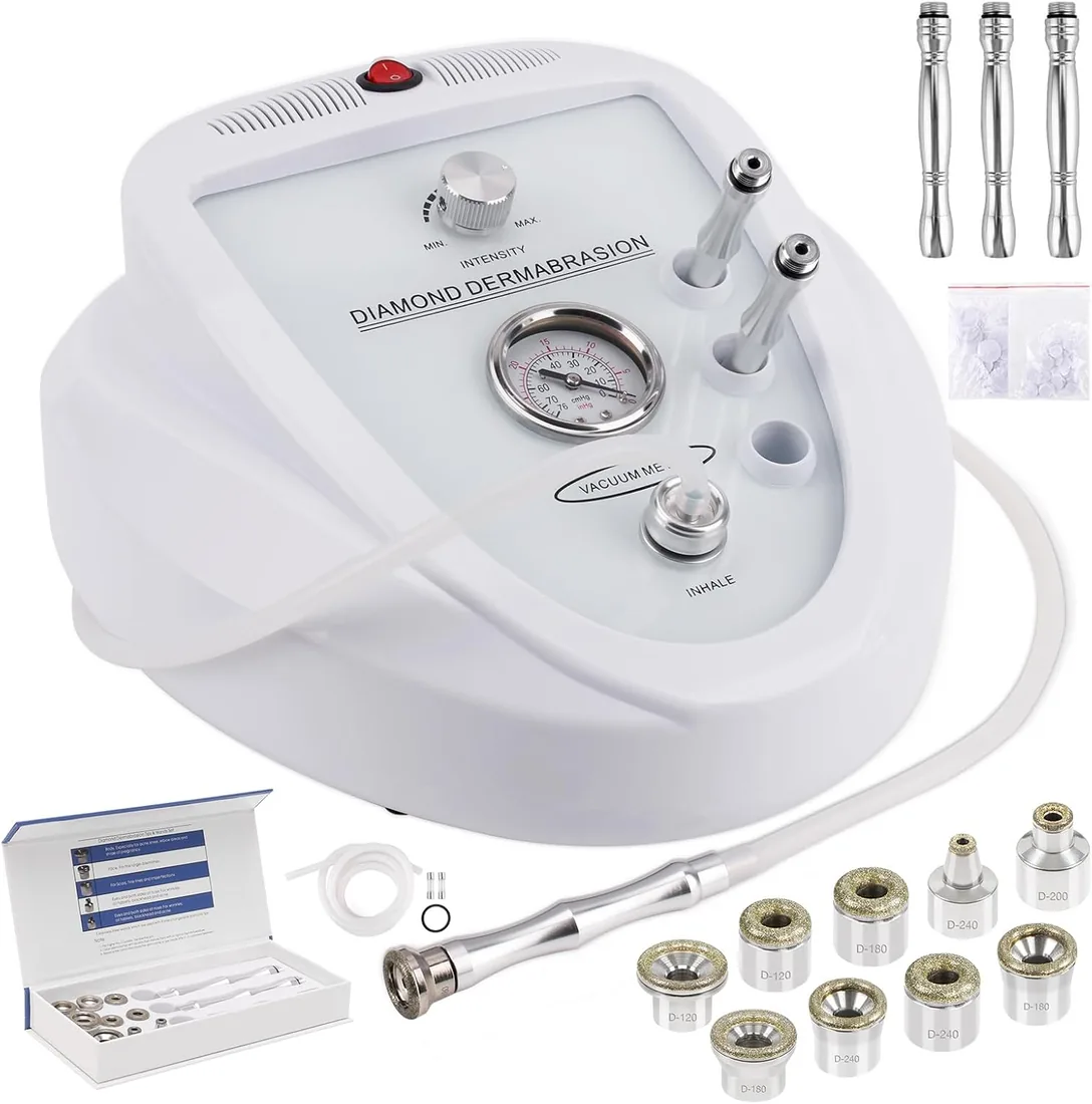 45W Dispositivo profesional de dermoabrasión, 65-68cmHg dispositivo de mic-ro-dermoabrasión, dermapen facial de diamante, dermaplaning facial, equipo de cuidado de la piel facial para uso doméstico