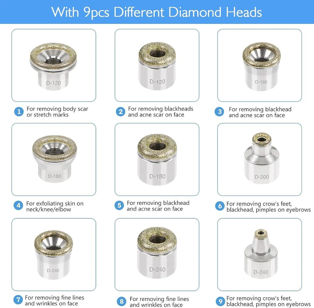 45W Dispositivo profesional de dermoabrasión, 65-68cmHg dispositivo de mic-ro-dermoabrasión, dermapen facial de diamante, dermaplaning facial, equipo de cuidado de la piel facial para uso doméstico foto 2