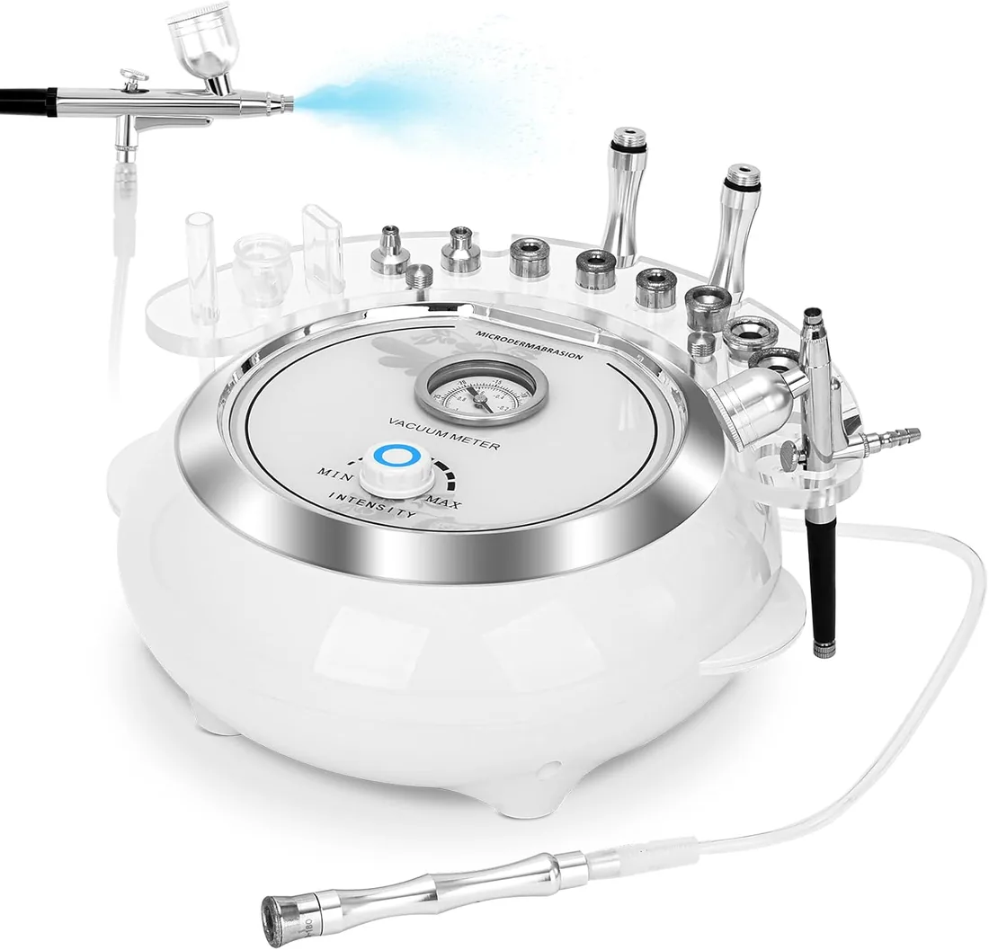iklestar Máquina de microdermoabrasión 3 en 1 con pistola de pulverización, kit facial profesional de dermoabrasión de diamante para uso personal en el hogar, 65-68 cmHg