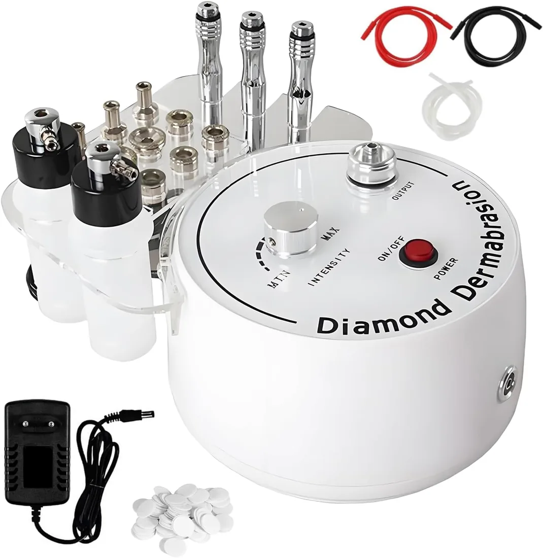 Máquina De Microdermoabrasión De Diamante 3 en 1, Hydrafacial Maquina Profesional con Tubo de Vidrio al Vacío y Botella con Pulverizador Equipo De Salón para El Cuidado De La Piel Facial