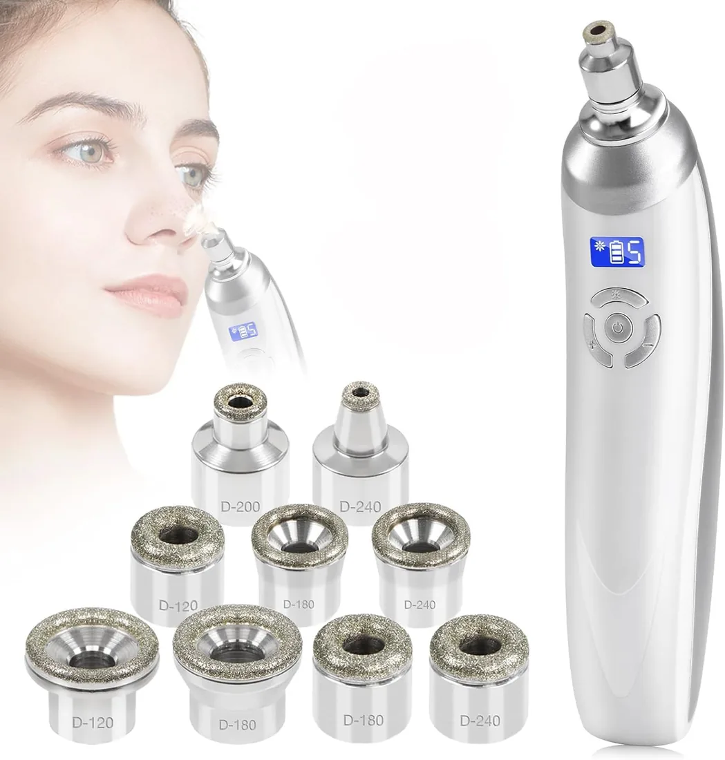 Succionador de Puntos Negros, Máquina de Microdermoabrasión de Diamante de Mano con 9 Diamante Recargable USB Sin Cable, para Peeling Facial y Limpieza Profunda foto 3