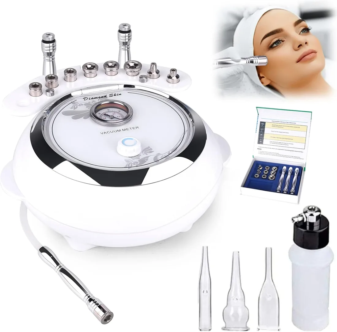 [Versión de Actualización] 3 en 1 Dispositivo Profesional de Dermoabrasión | TwoWin Microdermoabrasión Diamante Equipo de Salón de Belleza Facial Uso Doméstico (Potencia de Subasta: 65-68 cmHg)