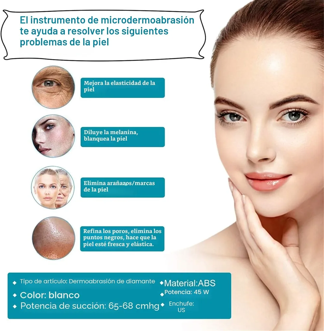 [Versión de Actualización] 3 en 1 Dispositivo Profesional de Dermoabrasión | TwoWin Microdermoabrasión Diamante Equipo de Salón de Belleza Facial Uso Doméstico (Potencia de Subasta: 65-68 cmHg) foto 2